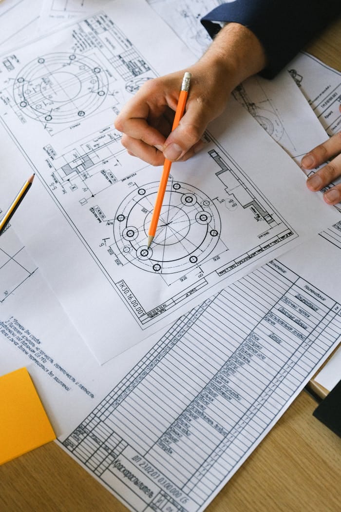 Inżynier Fero Group analizujący schemat techniczny uszczelnień